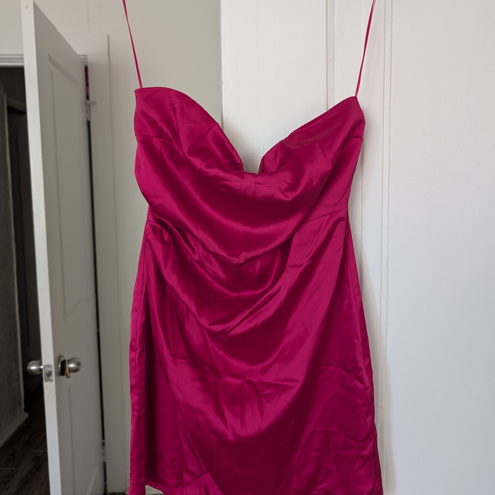 Zara Fuchsia Satin Strapless Dress